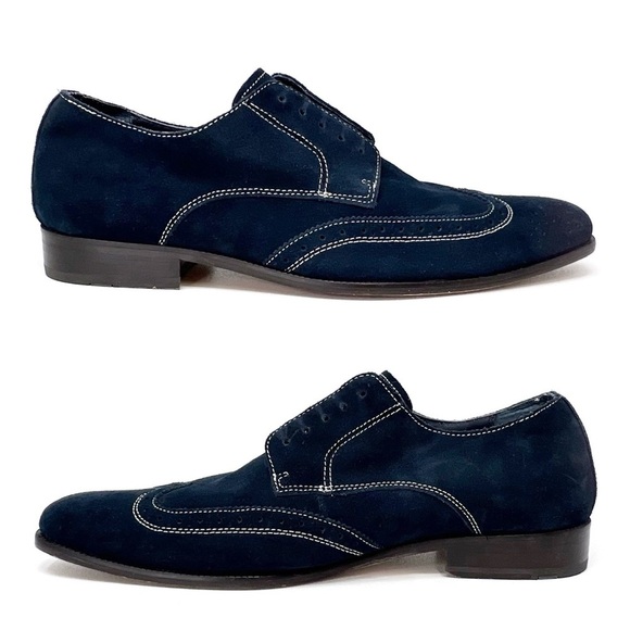 Vionic 45 Harrison Blue Suede Shoes Men’s Size 12 Derby Wingtips Brogue Navy main image 5